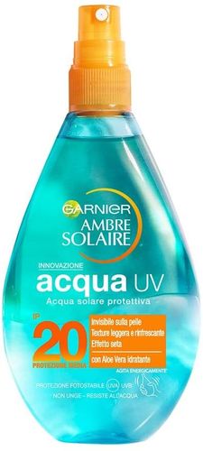Garnier Ambre Solaire Agua Protector con  Aloe Vera Factor Solar 20 Spary 150ml Ligera y Refrescante